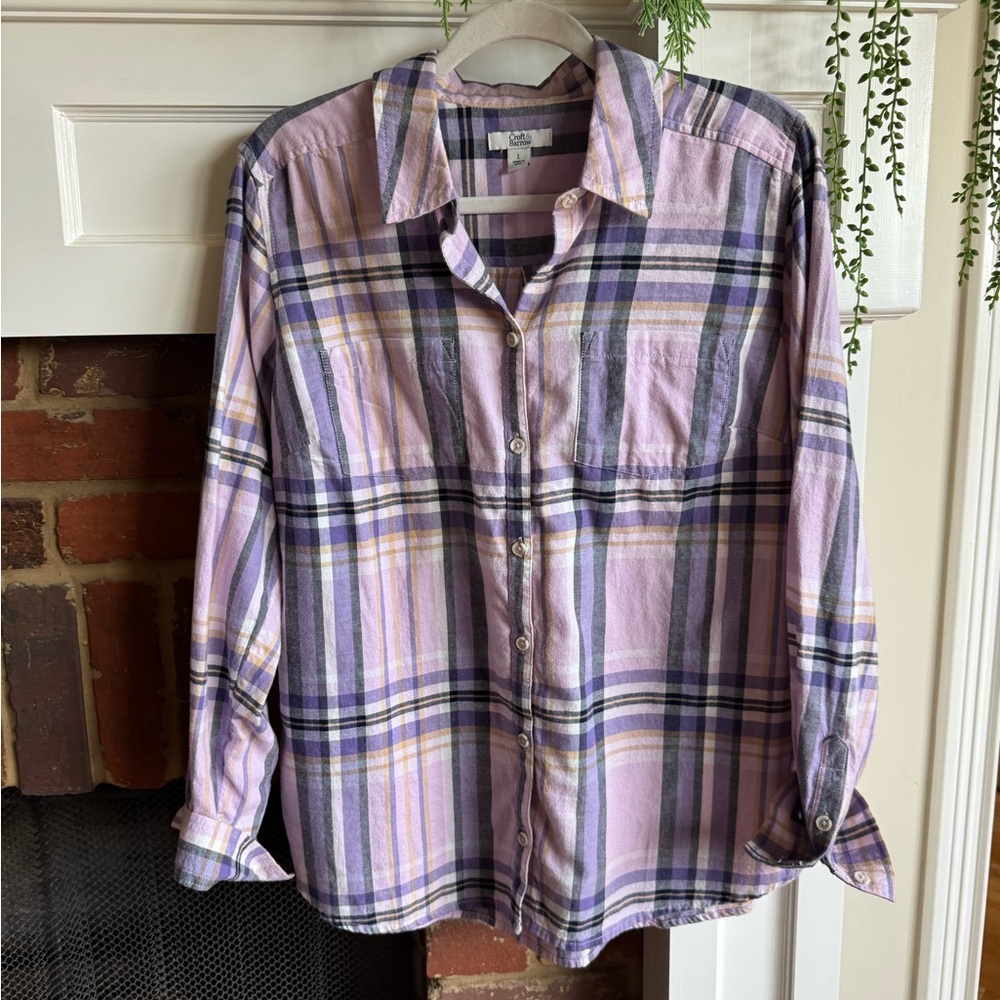 Croft & Barrow Casual Button Down Shirt Purple and Gray